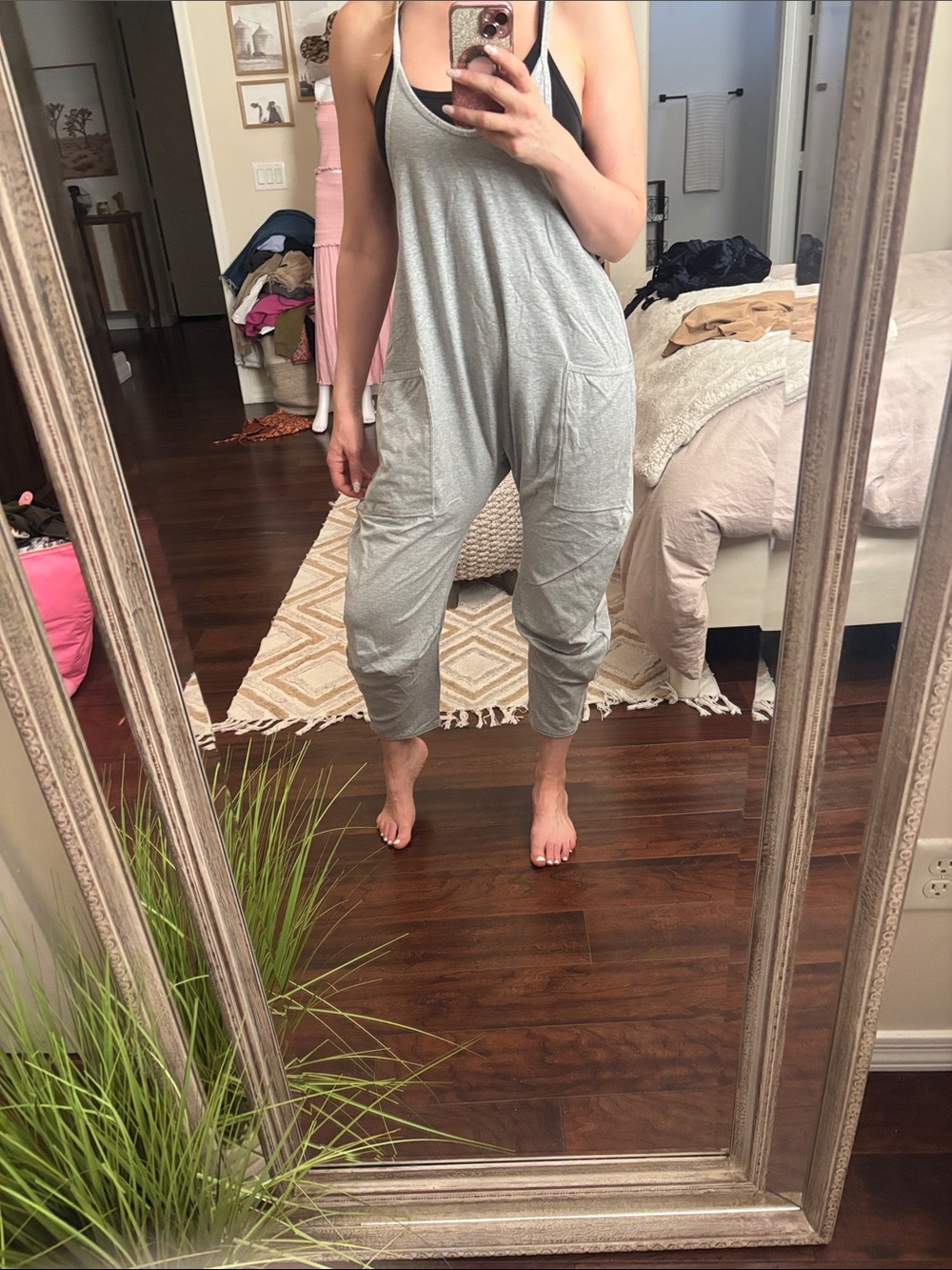 Casual Grey Women’s Jumpsuit - Relaxed Harem Style